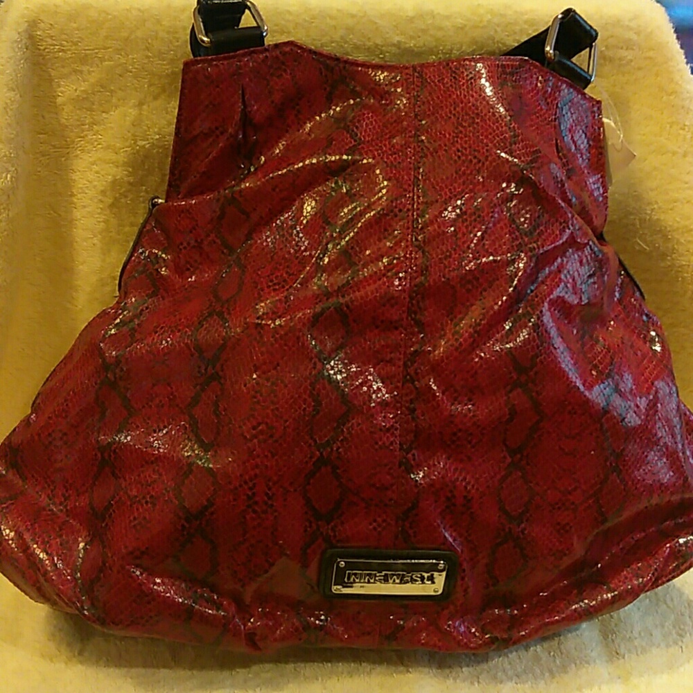 Red and black leather bag